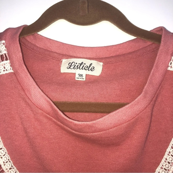 5/$25 Listicle Lightweight Pullover Sweatshirt Sweater M Embroidery Ribbed - Picture 6 of 10